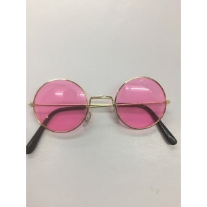 60s Hippie Glasses Pink Round Glasses - Party Glasses Novelty Sunglasses 
